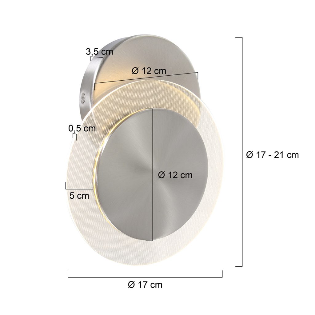 Moderne stalen metalen kunststof wandlamp Steinhauer Lido - Afbeelding 7