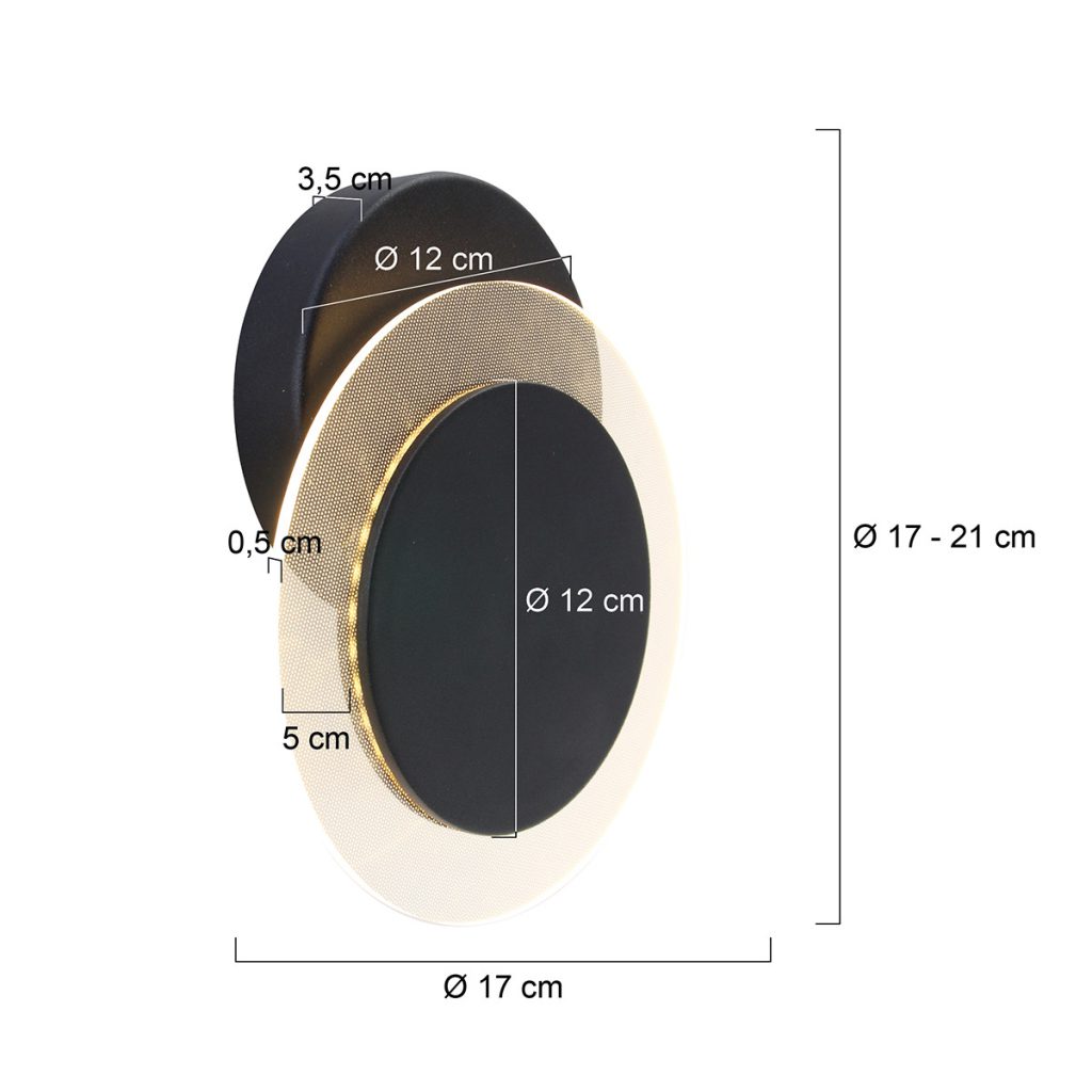 Moderne zwarte metalen kunststof wandlamp Steinhauer Lido - Afbeelding 8