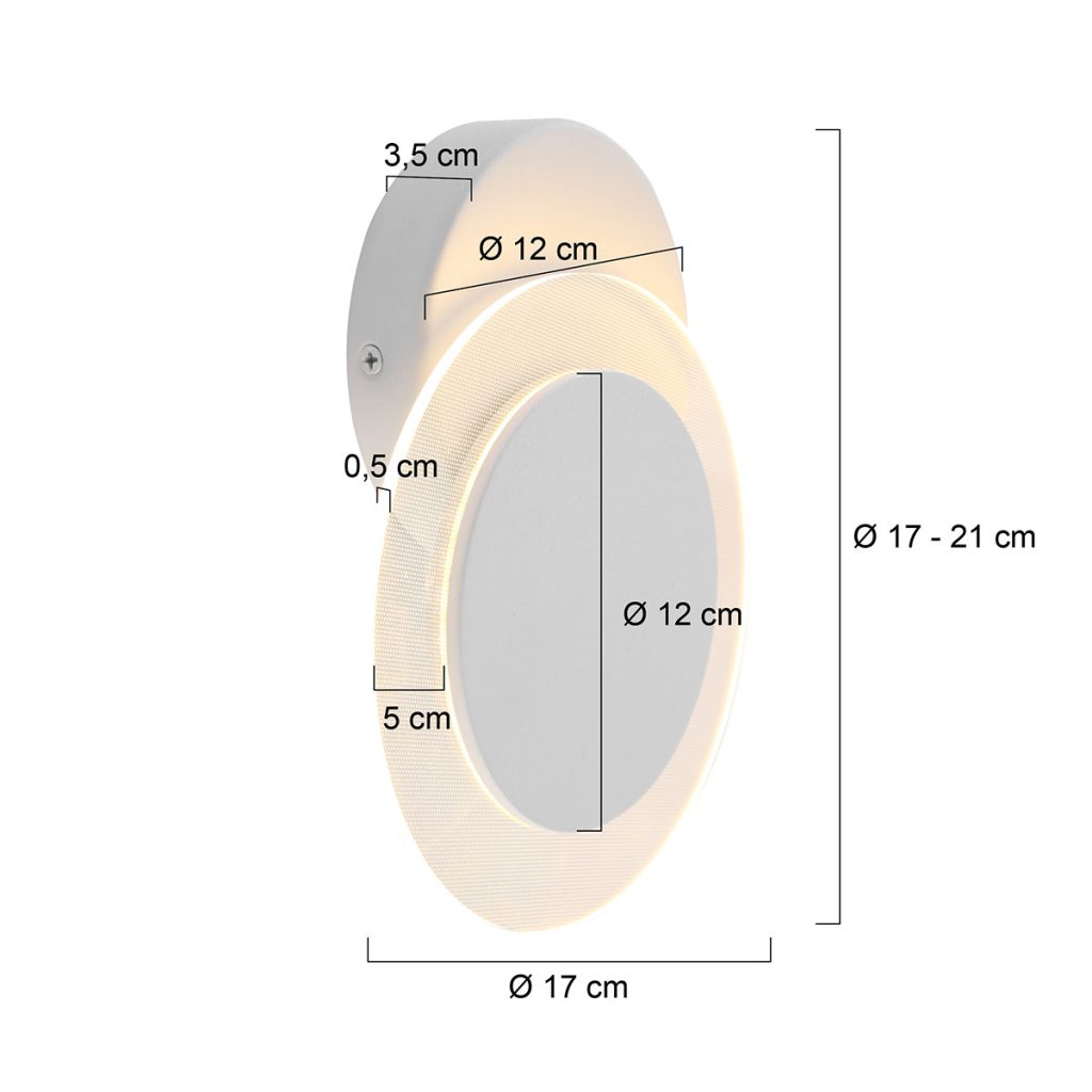 Moderne witte metalen kunststof wandlamp Steinhauer Lido - Afbeelding 8