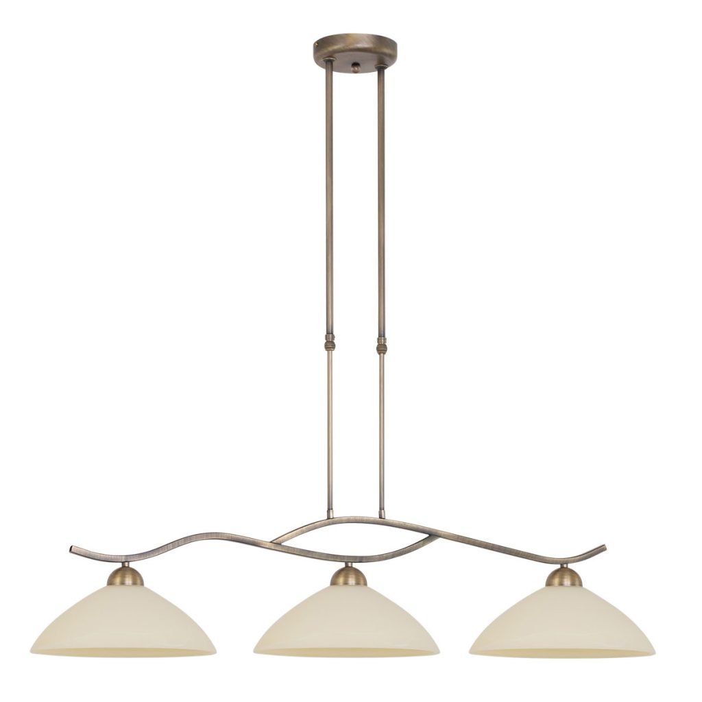 Bronzen 3-lichts hanglamp gemarmerd glas Steinhauer Capri - Afbeelding 2