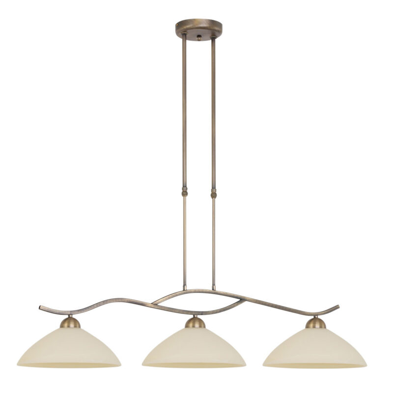 Bronzen 3-lichts hanglamp gemarmerd glas Steinhauer Capri - Afbeelding 2