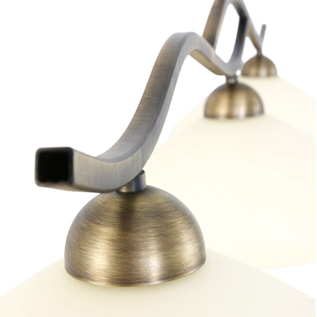 Bronzen 3-lichts hanglamp gemarmerd glas Steinhauer Capri - Afbeelding 4