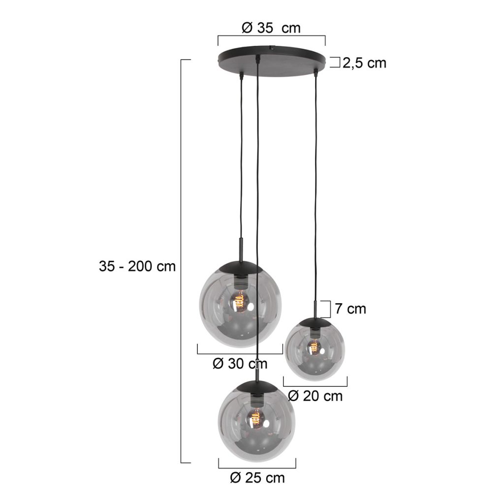 Drielichts rookglazen bollamp Steinhauer Bollique led - Afbeelding 6