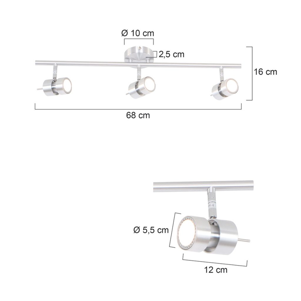Moderne metalen spot staal Steinhauer Natasja led - Afbeelding 6