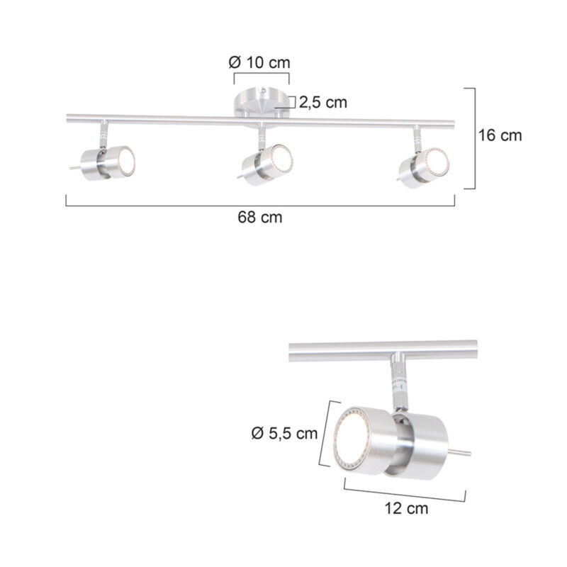 Moderne metalen spot staal Steinhauer Natasja led - Afbeelding 6