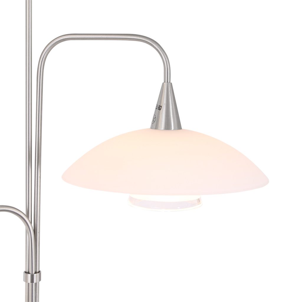 Klassieke stalen metalen glazen vloerlamp Steinhauer Tallerken - Afbeelding 3