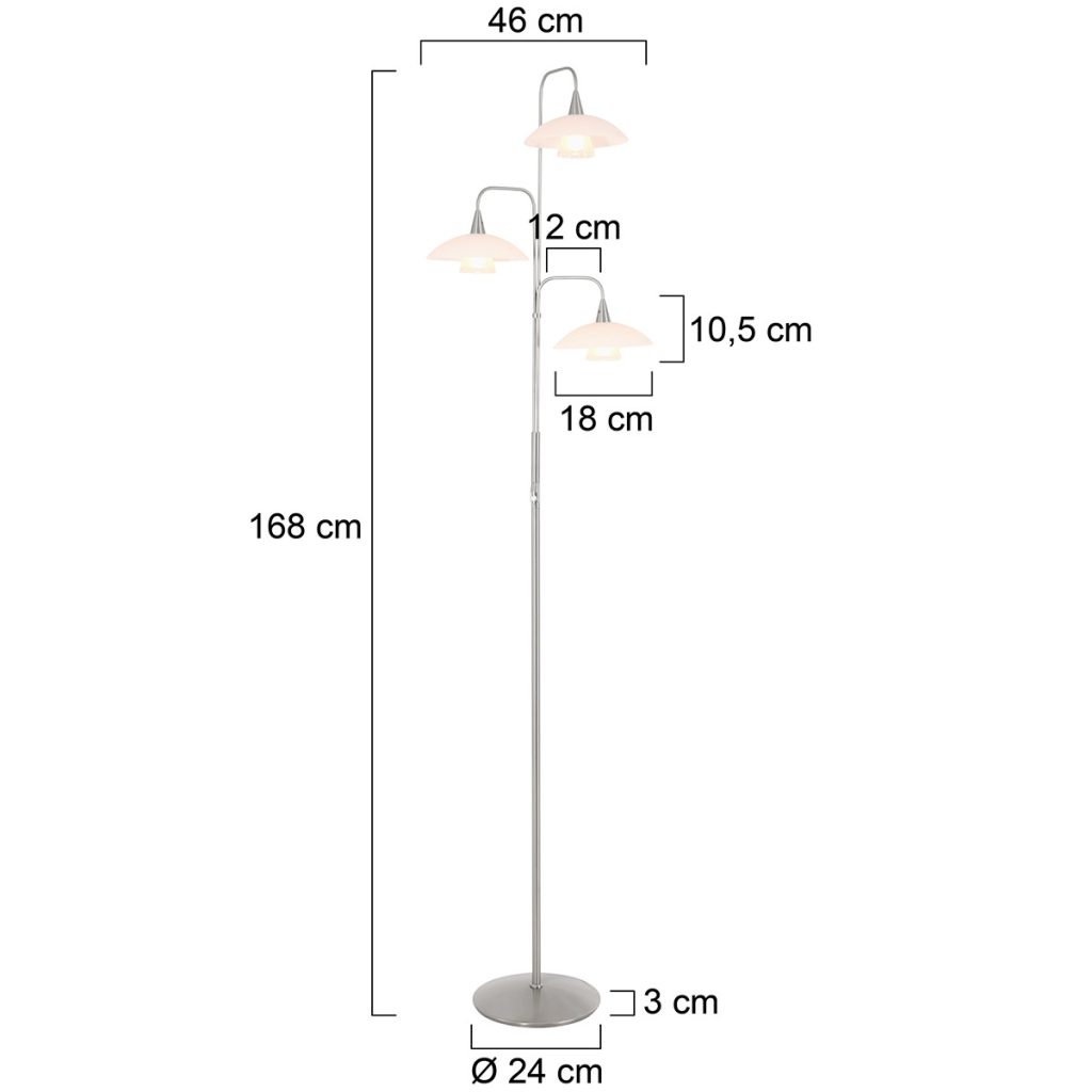 Klassieke stalen metalen glazen vloerlamp Steinhauer Tallerken - Afbeelding 6