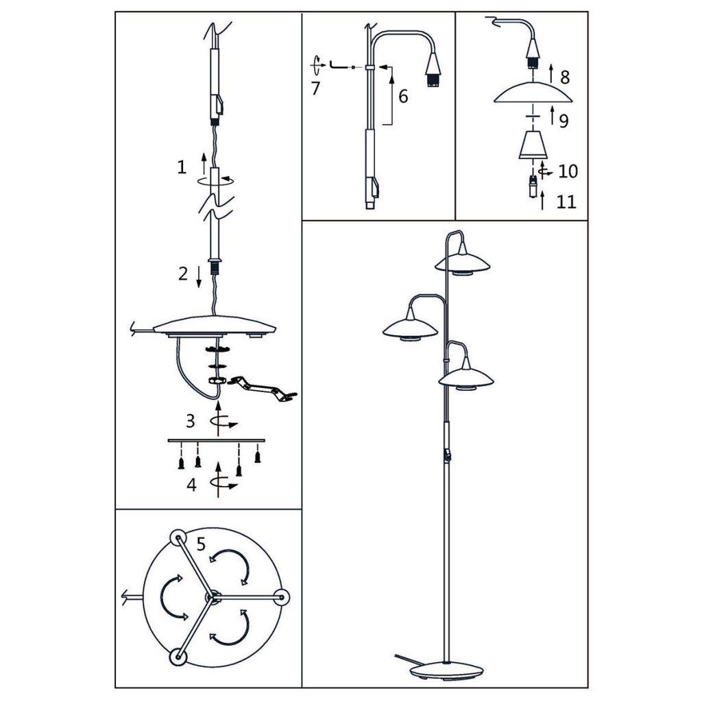 Klassieke stalen metalen glazen vloerlamp Steinhauer Tallerken - Afbeelding 8