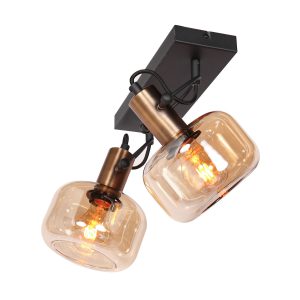 dubbele-bronzen-wandlamp-glas-wandlamp-steinhauer-glaslic-brons-en-zwart-3865br-1
