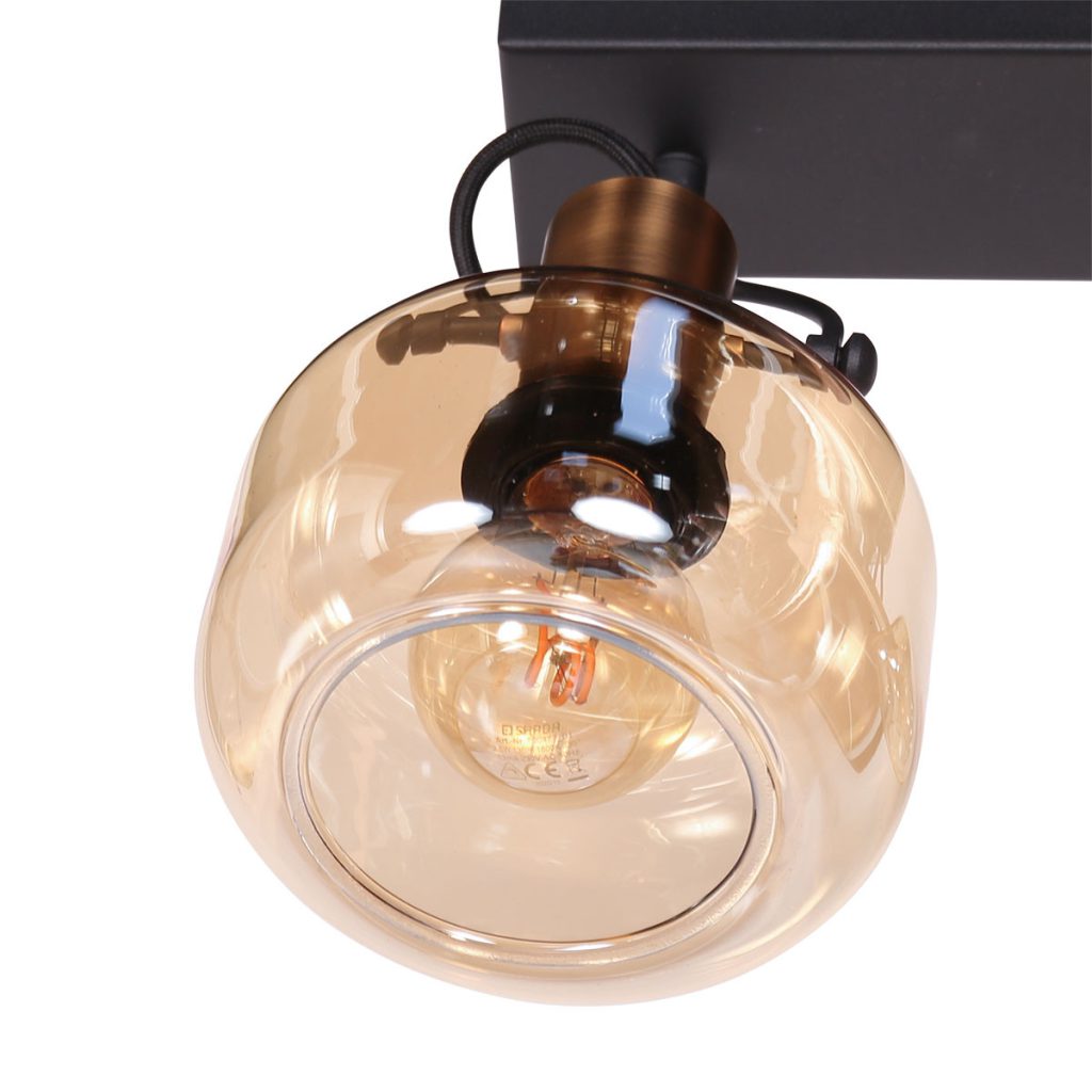 Dubbele bronzen wandlamp glas Steinhauer Glaslic - Afbeelding 3