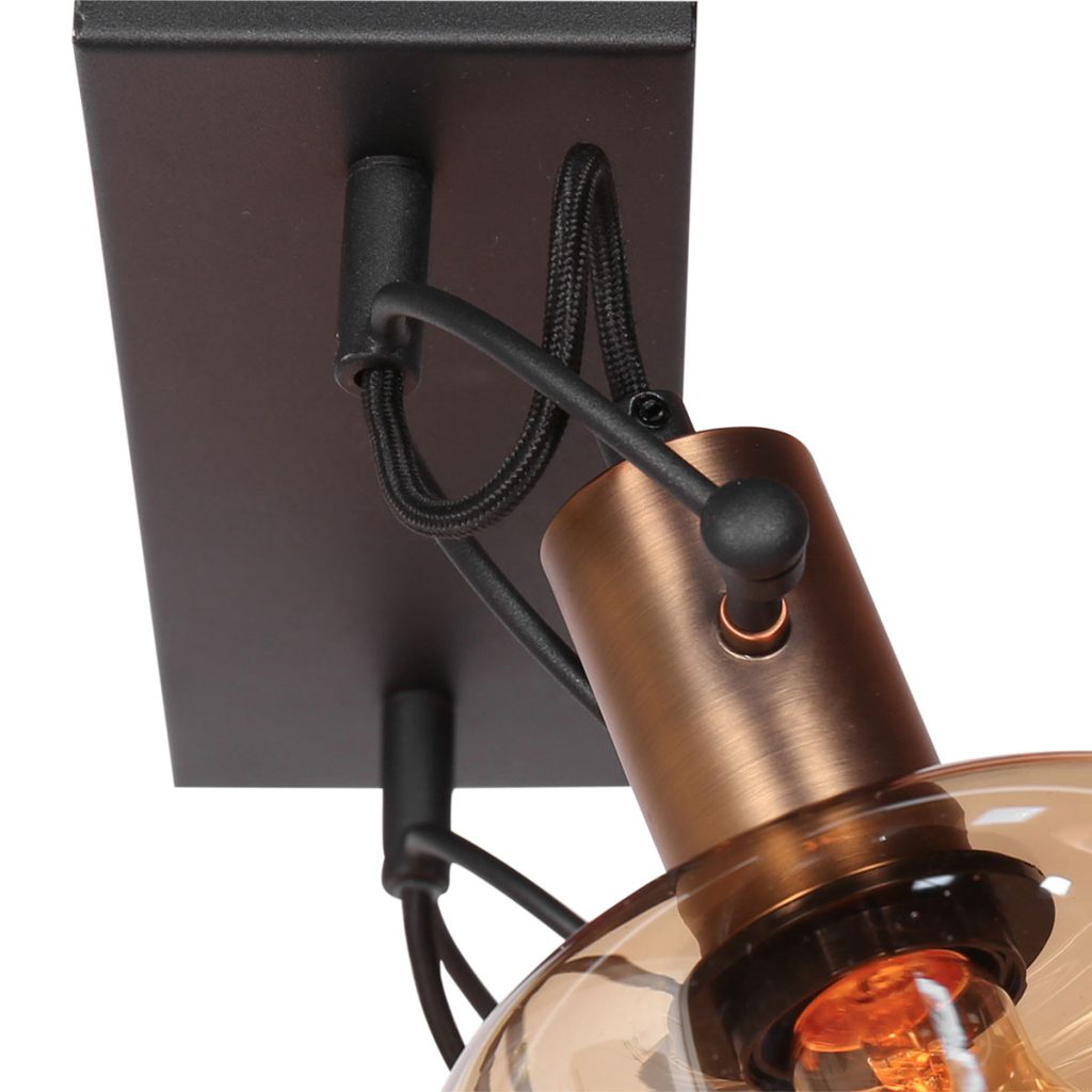 Dubbele bronzen wandlamp glas Steinhauer Glaslic - Afbeelding 4
