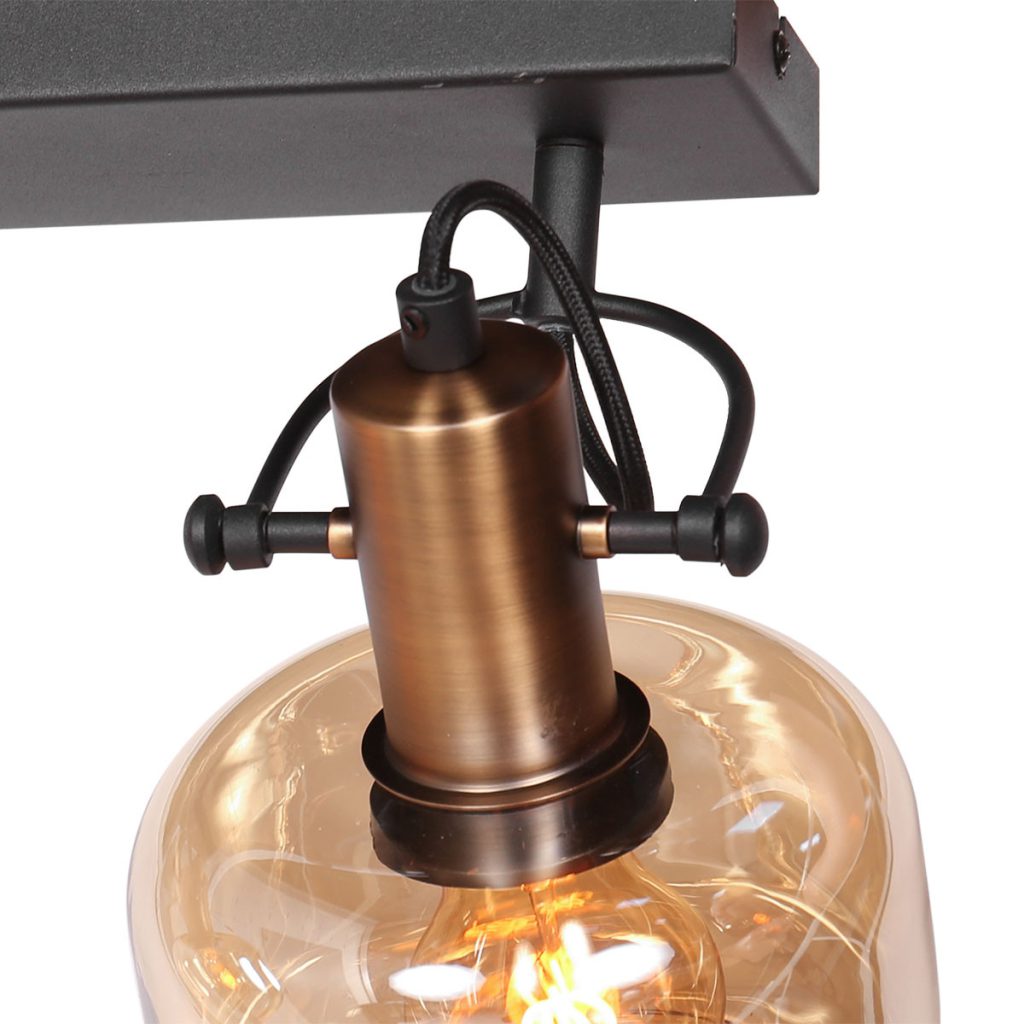 Dubbele bronzen wandlamp glas Steinhauer Glaslic - Afbeelding 5