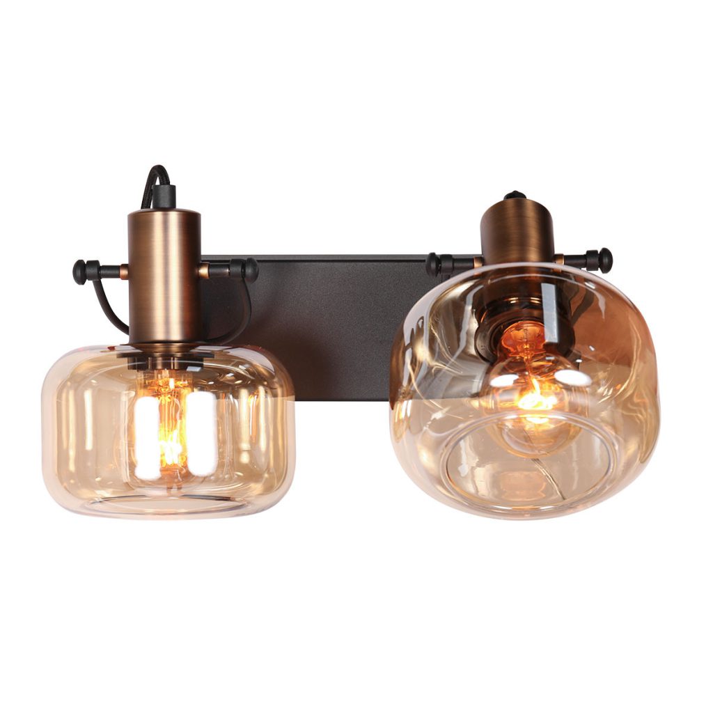 Dubbele bronzen wandlamp glas Steinhauer Glaslic - Afbeelding 7