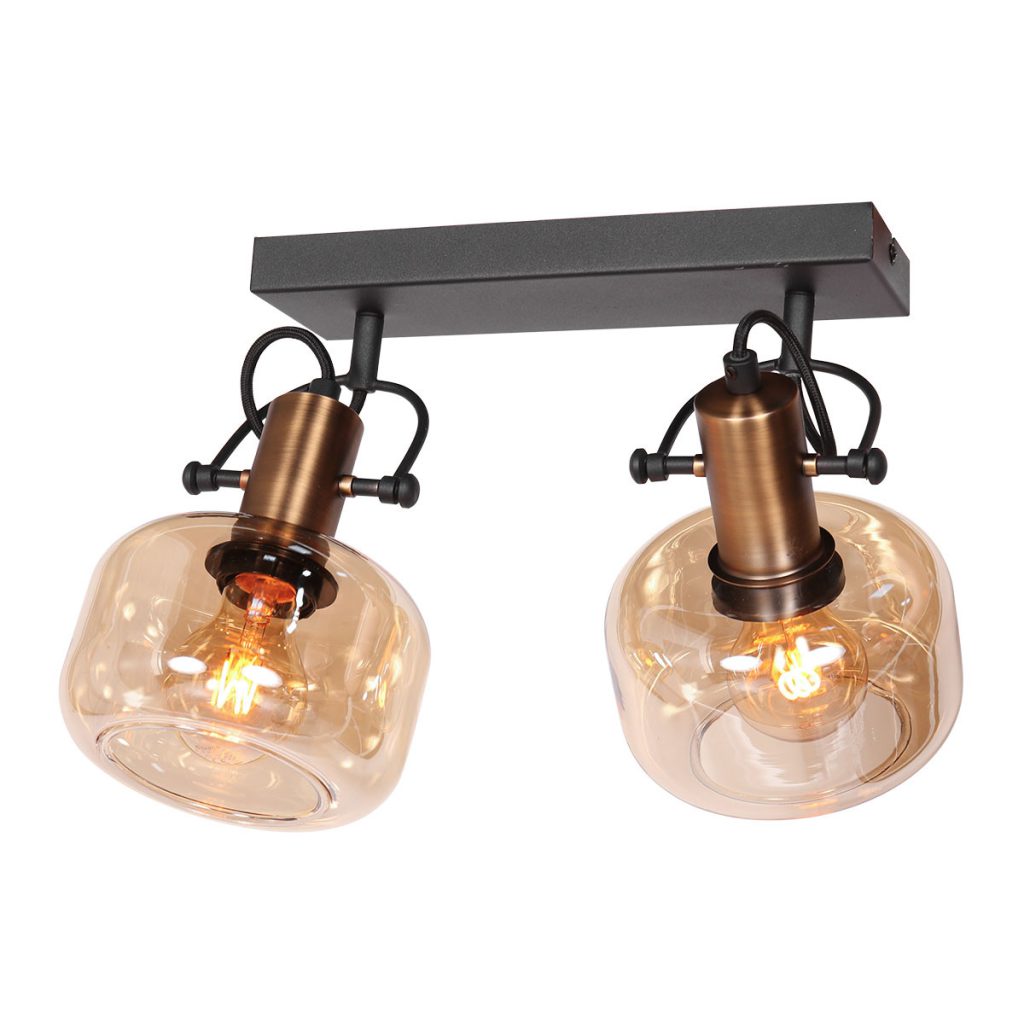 Dubbele bronzen wandlamp glas Steinhauer Glaslic - Afbeelding 8