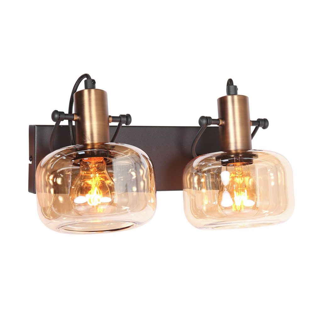Dubbele bronzen wandlamp glas Steinhauer Glaslic - Afbeelding 10