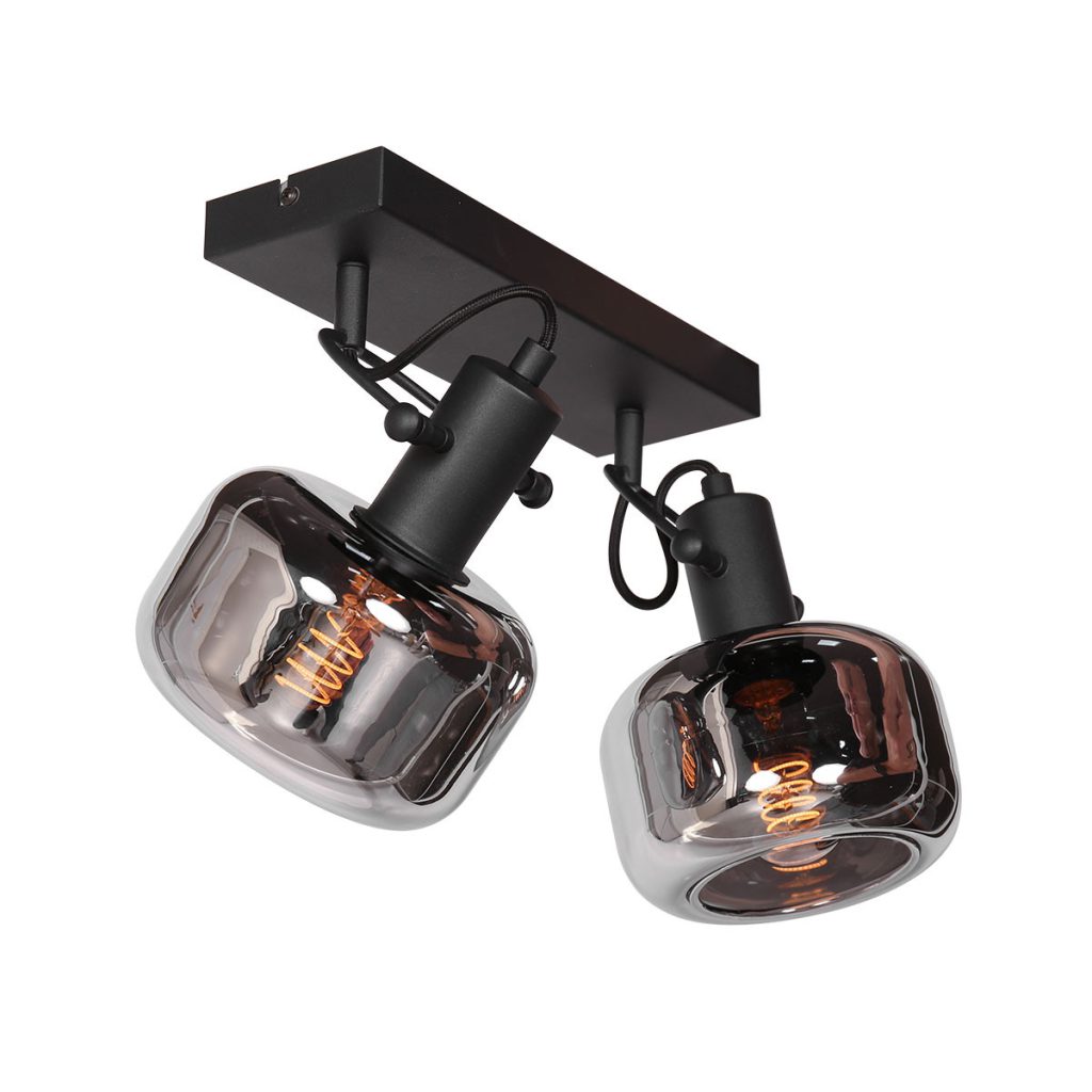 Dubbele zwarte moderne wandlamp glas Steinhauer Glaslic - Afbeelding 2
