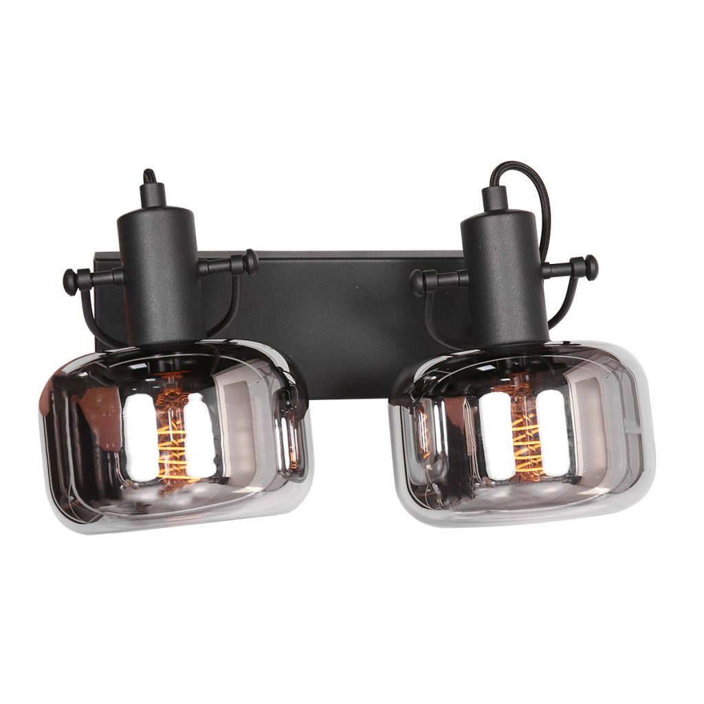 Dubbele zwarte moderne wandlamp glas Steinhauer Glaslic - Afbeelding 7