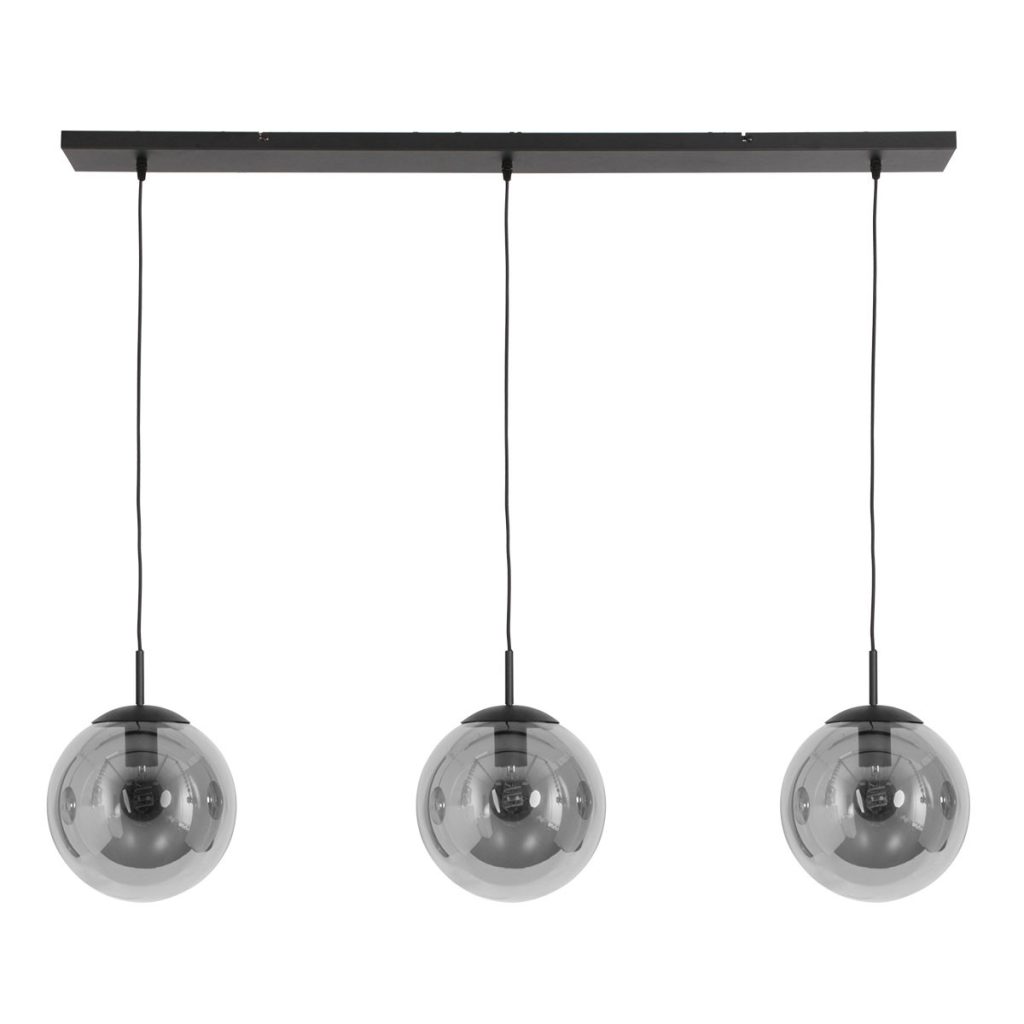 Drielichts zwarte hanglamp rookglazen bollen Steinhauer Bollique led - Afbeelding 13