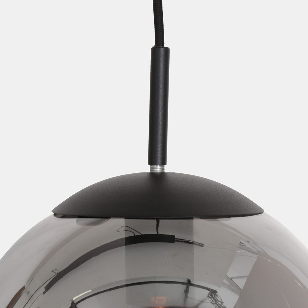 Drielichts zwarte hanglamp rookglazen bollen Steinhauer Bollique led - Afbeelding 4