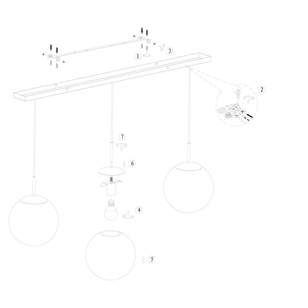 Drielichts zwarte hanglamp rookglazen bollen Steinhauer Bollique led - Afbeelding 8