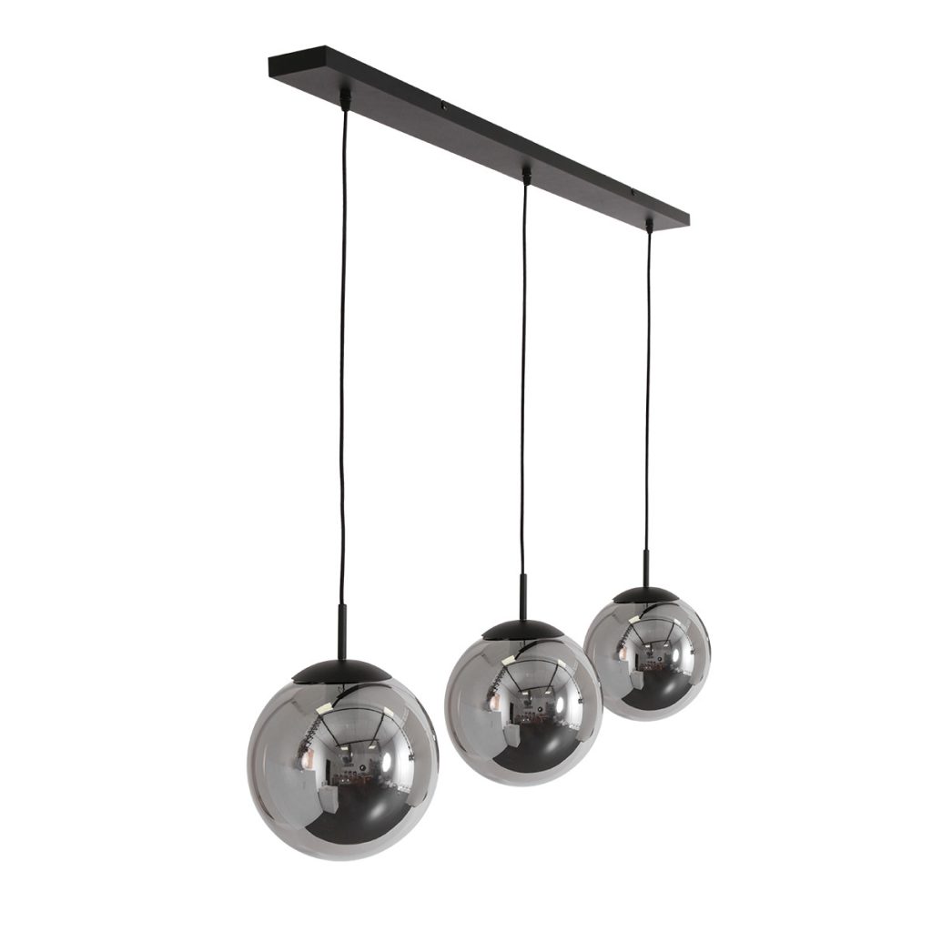 Drielichts zwarte hanglamp rookglazen bollen Steinhauer Bollique led - Afbeelding 9