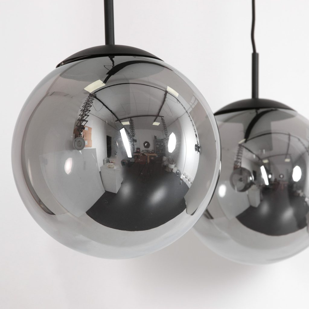 Drielichts zwarte hanglamp rookglazen bollen Steinhauer Bollique led - Afbeelding 10