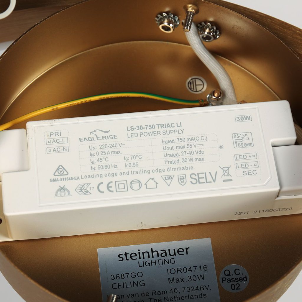 Elegante Matzwarte Plafondlamp met Goud Accent Steinhauer Mykty - Afbeelding 13