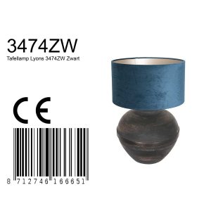 annelighting-tafellamp-lyons-zwart-houtveloursstof-ø40cm-e27-3474zw-1