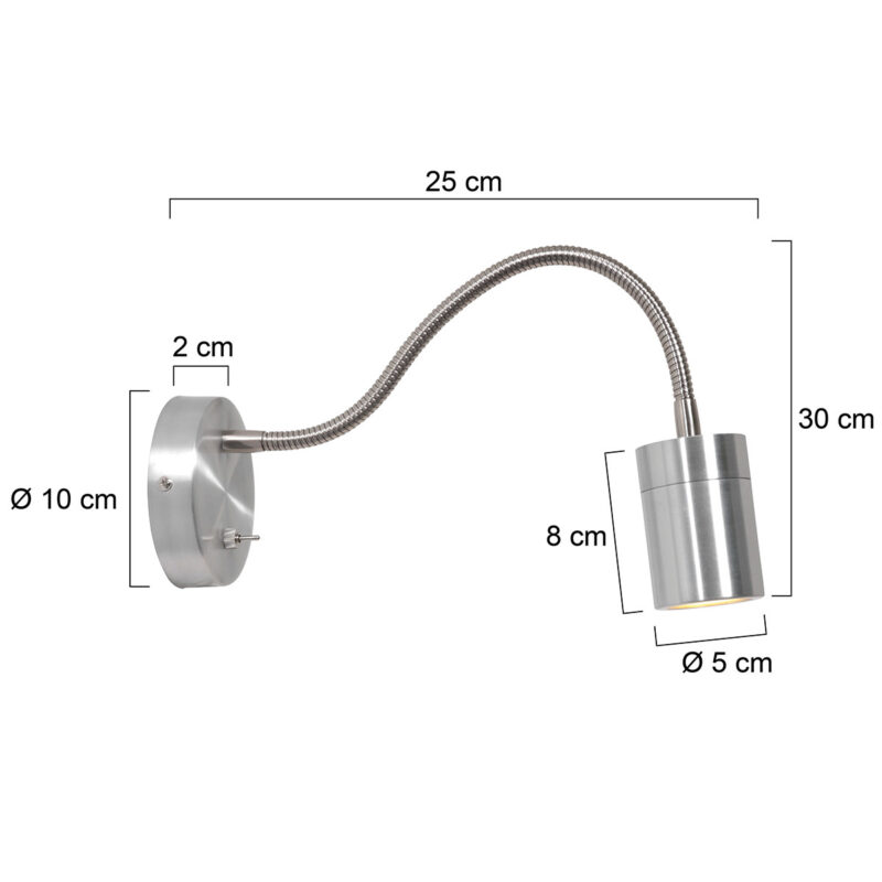 mexlite-wandlamp-upround-staal-metaalstaal-bedlampje-gu10-3390st-1