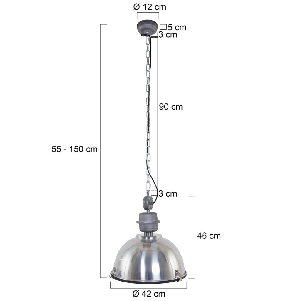 Robuuste stalen hanglamp koepelvorm metaal/glas Steinhauer Bikkel - Afbeelding 7