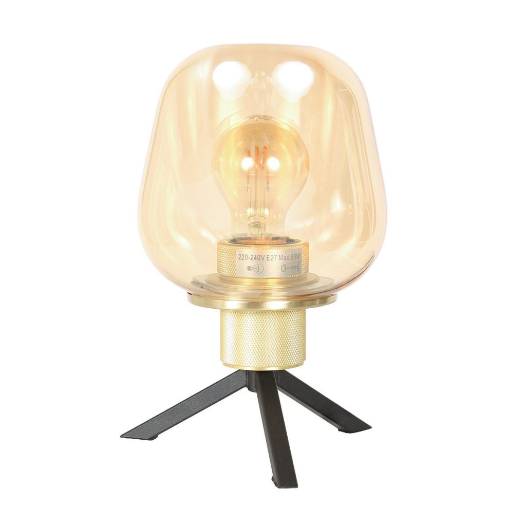 Gouden tafellamp met rosekleurig glas Steinhauer Reflexion - Afbeelding 2