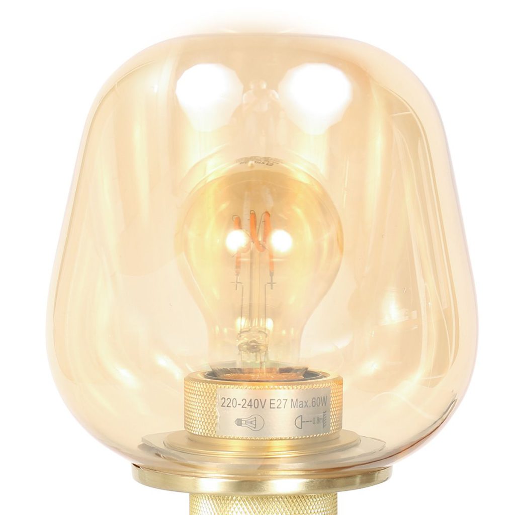 Gouden tafellamp met rosekleurig glas Steinhauer Reflexion - Afbeelding 3