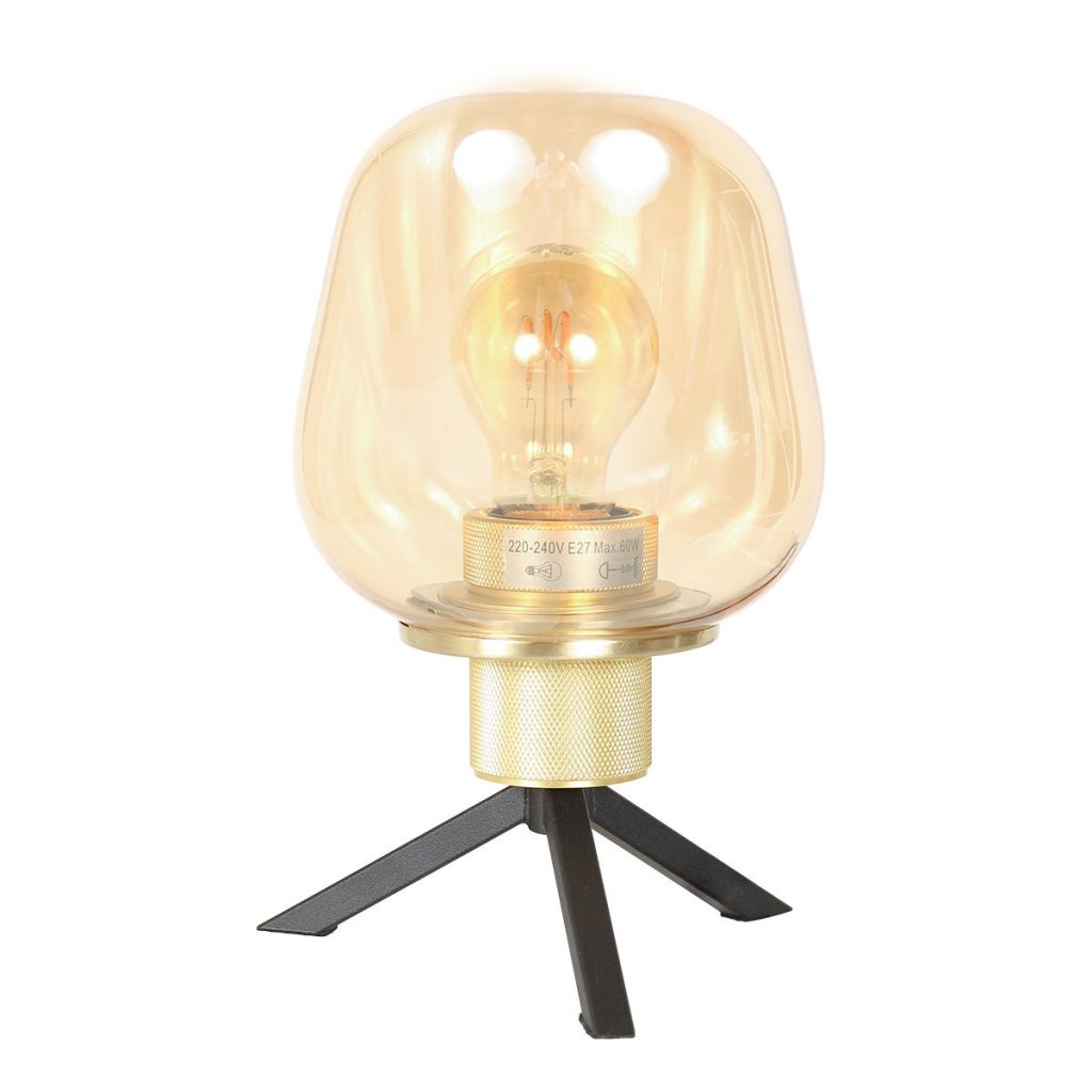 Gouden tafellamp met rosekleurig glas Steinhauer Reflexion - Afbeelding 8