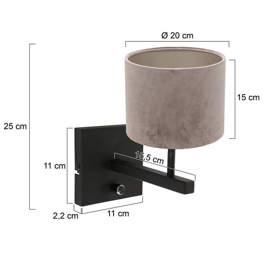 Grijze lampenkap met zwart armatuur Steinhauer Stang - Afbeelding 6