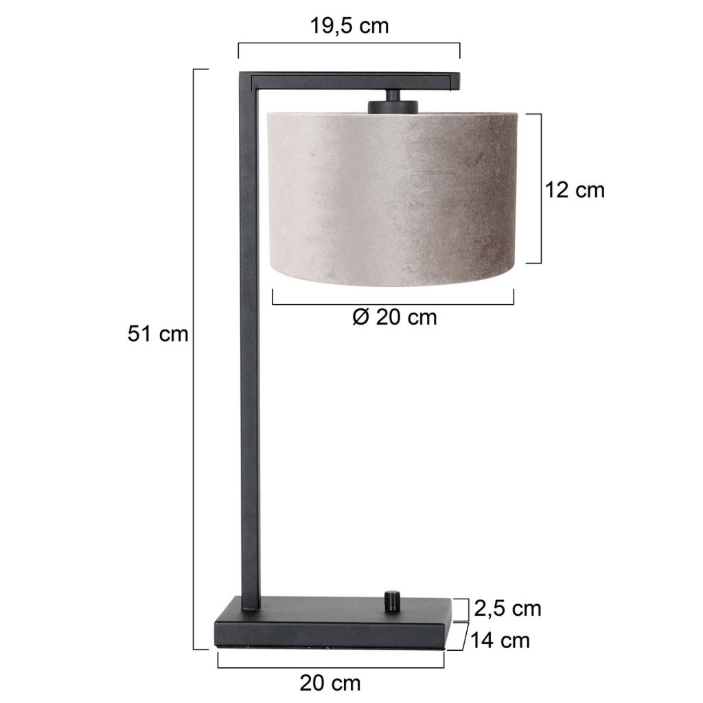 Grijze schemerlamp met zwart armatuur Steinhauer Stang - Afbeelding 6