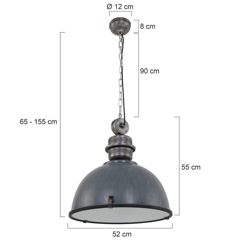 Industriële glazen grijze metalen hanglamp Steinhauer Bikkel - Afbeelding 6