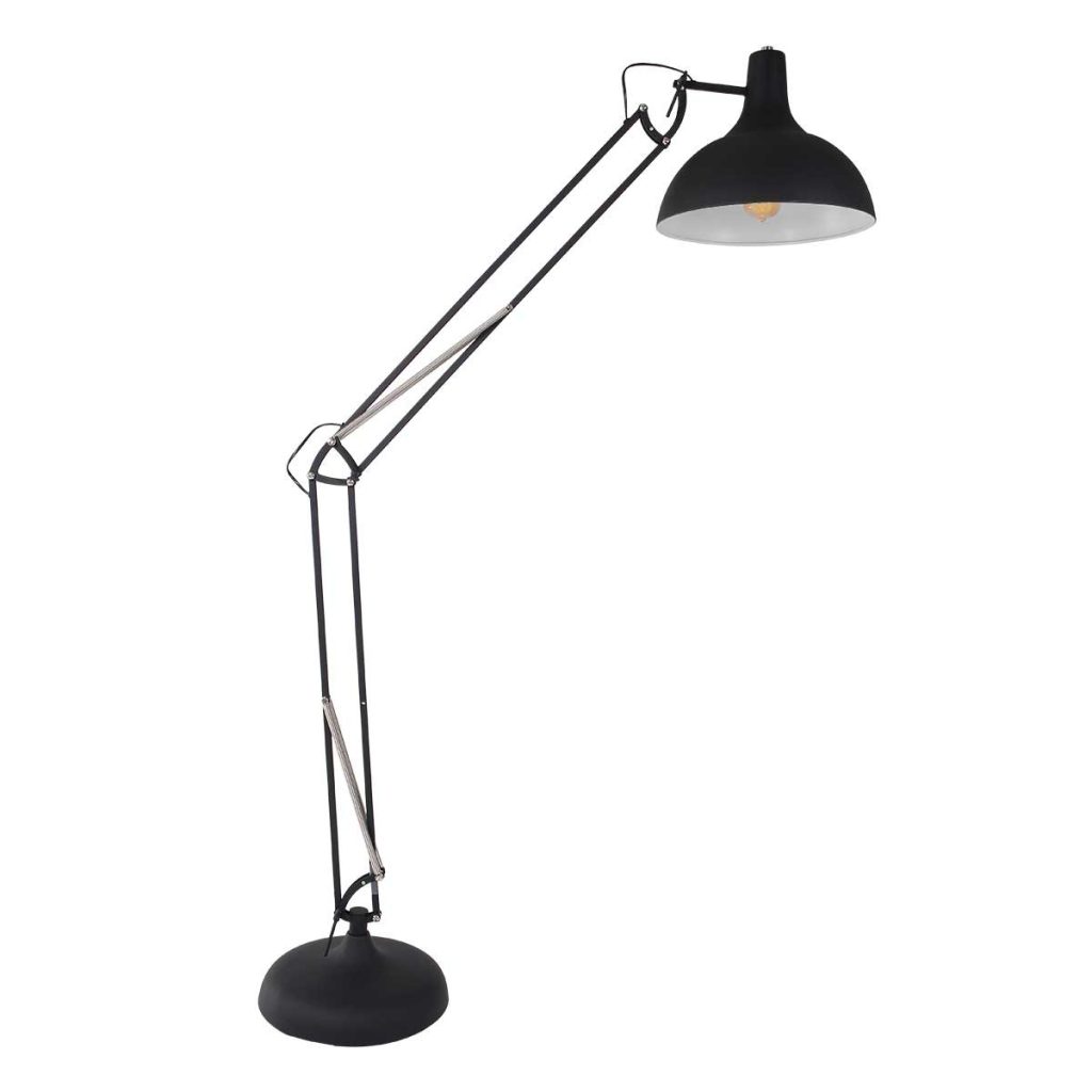 Industriële zwarte metalen vloerlamp knikarm Mexlite Office magna - Afbeelding 2