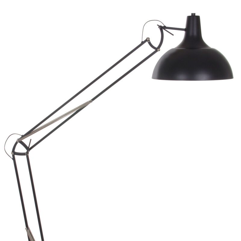 Industriële zwarte metalen vloerlamp knikarm Mexlite Office magna - Afbeelding 13