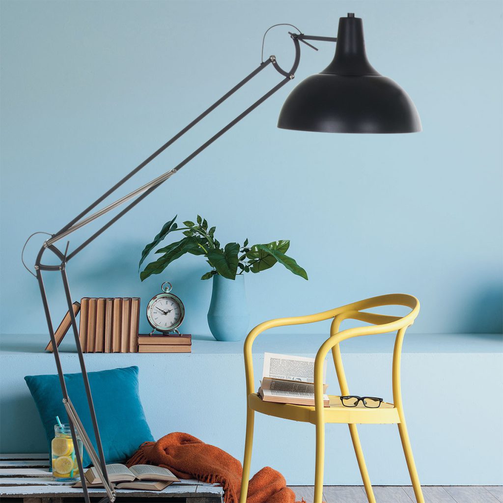 Industriële zwarte metalen vloerlamp knikarm Mexlite Office magna - Afbeelding 4