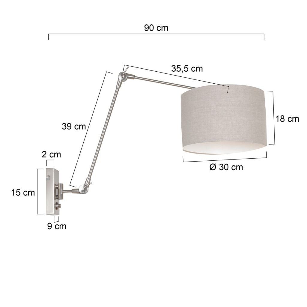 Grote wandlamp met kap Steinhauer Prestige chic - Afbeelding 6