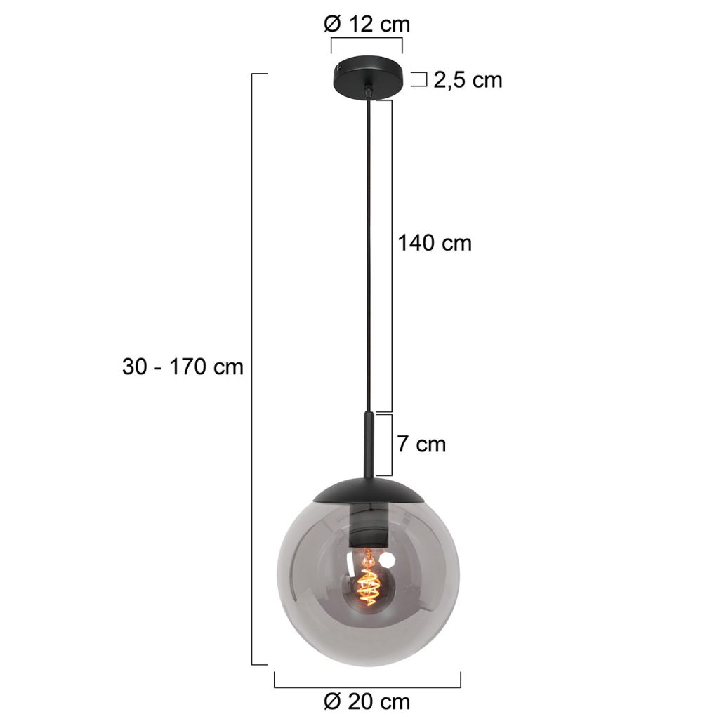 Hanglamp Bollique 20cm 3496ZW Zwart Steinhauer Bollique - Afbeelding 6