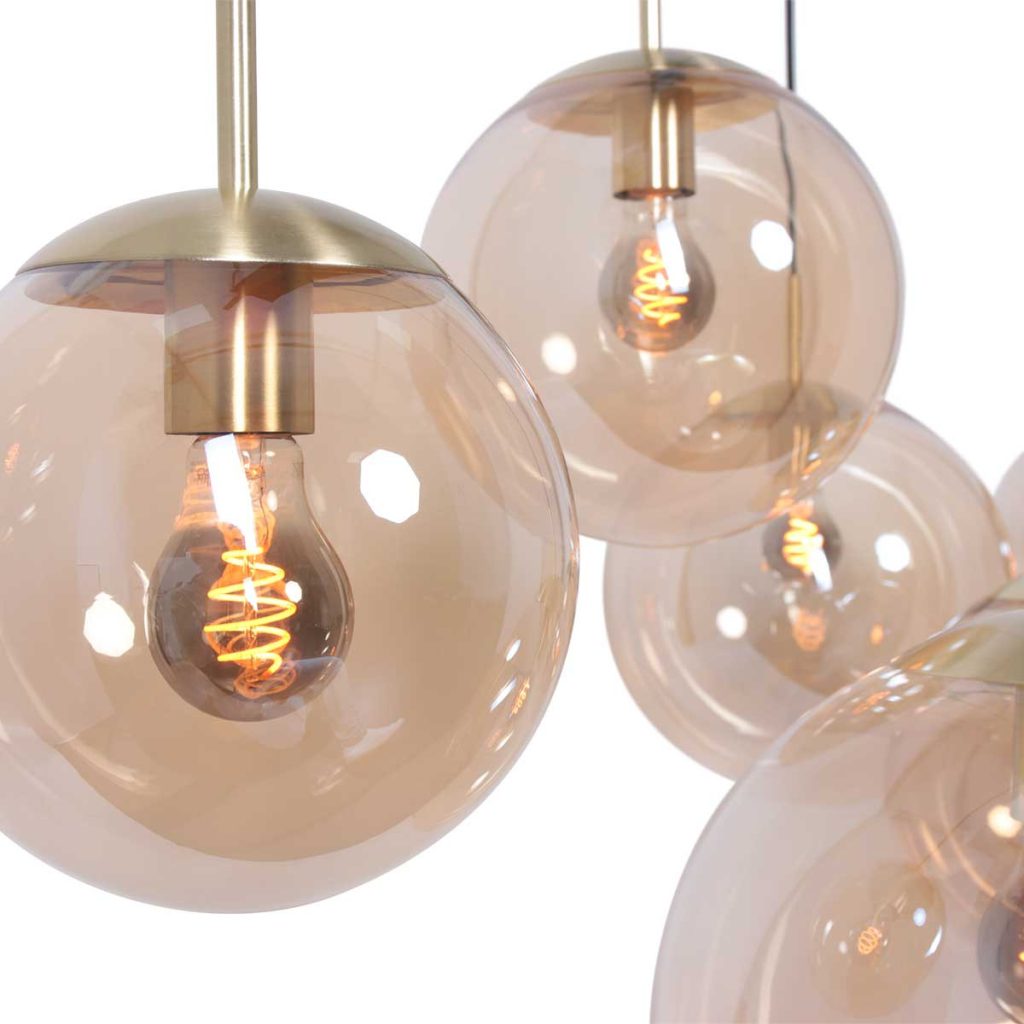Klassieke amberkleurige glazen hanglamp Steinhauer Bollique led - Afbeelding 6