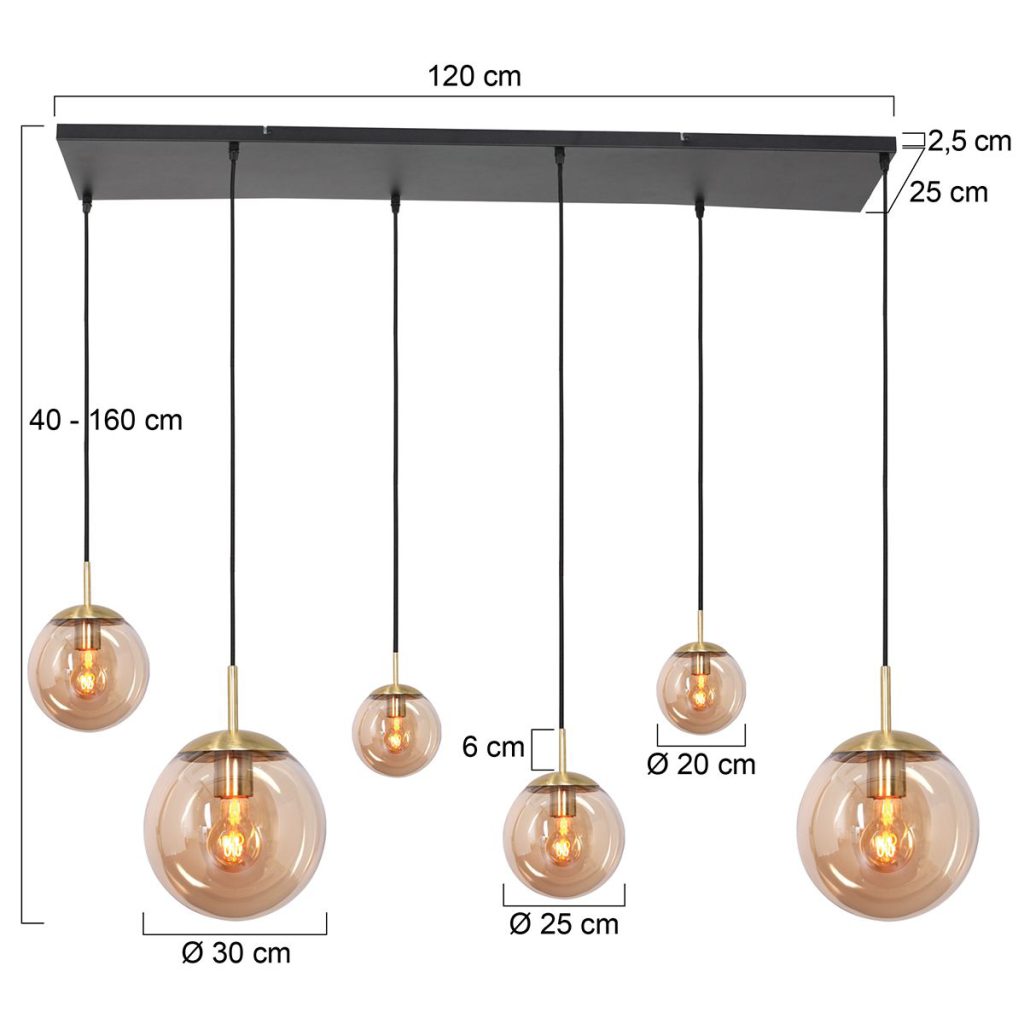 Klassieke amberkleurige glazen hanglamp Steinhauer Bollique led - Afbeelding 7