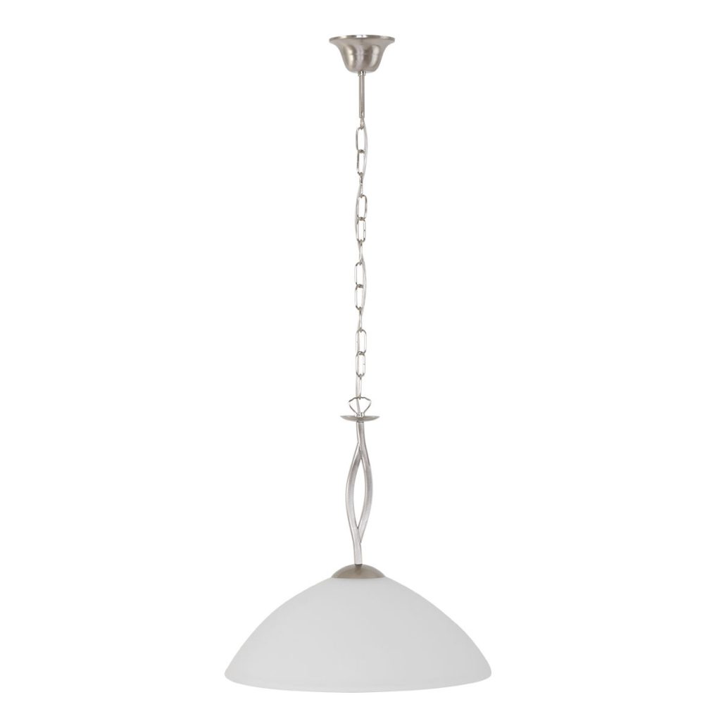 Klassieke stalen hanglamp melkglas kap Steinhauer Capri - Afbeelding 2