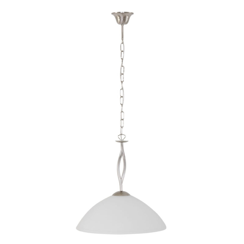 Klassieke stalen hanglamp melkglas kap Steinhauer Capri - Afbeelding 2