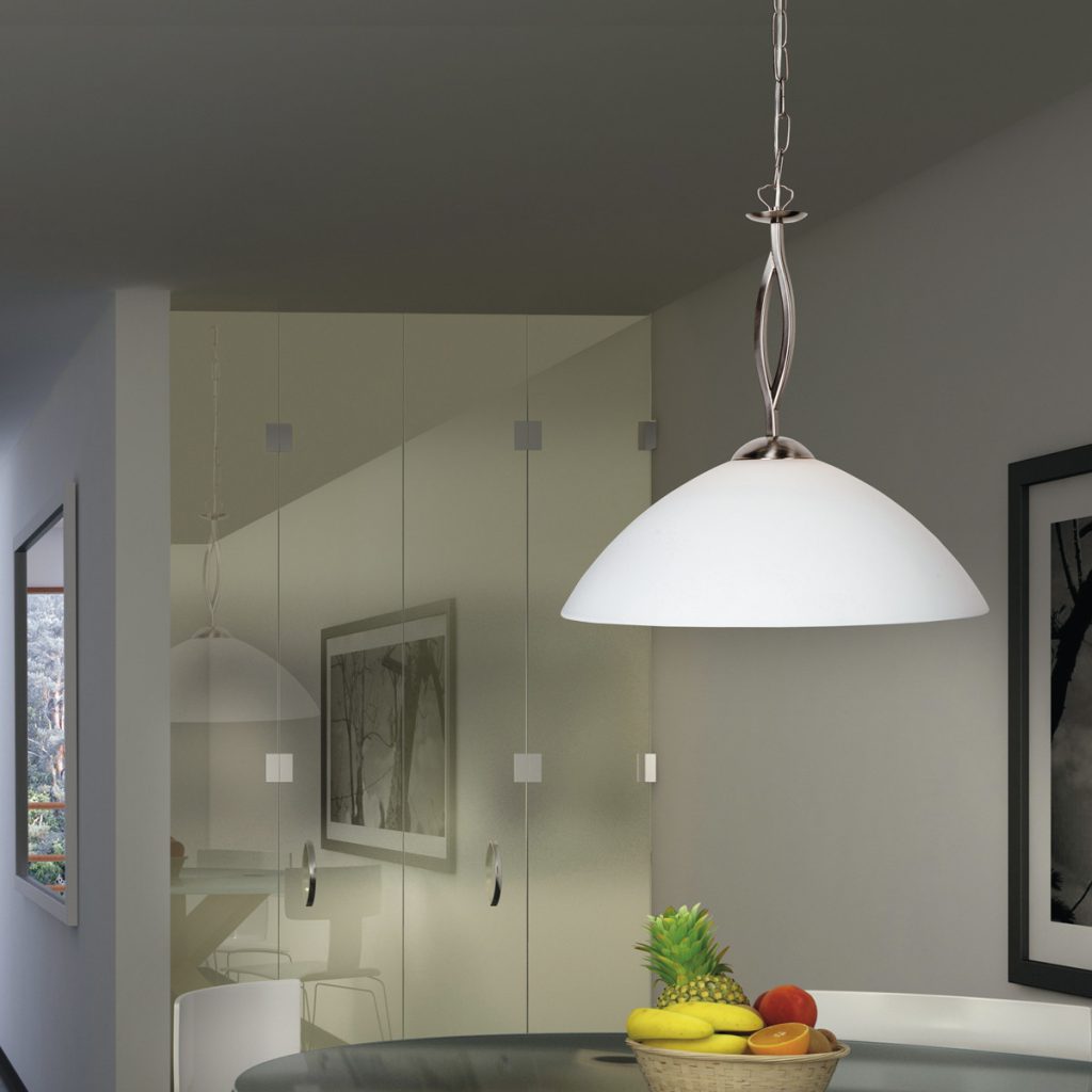 Klassieke stalen hanglamp melkglas kap Steinhauer Capri - Afbeelding 3
