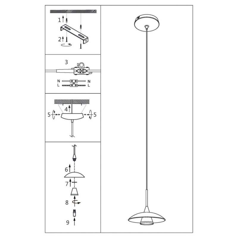steinhauer-hanglamp-tallerken-zwart-glasmetaal-ø18cm-g9-2655zw-1