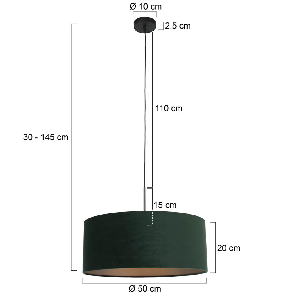 Hanglamp met groene velvet kap Steinhauer Sparkled light - Afbeelding 6