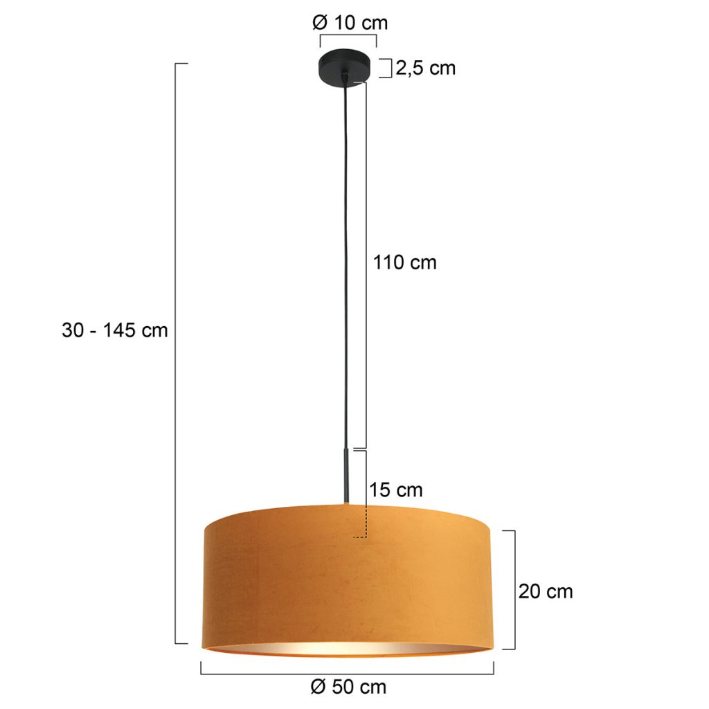 Hanglamp met okergele velvet kap Steinhauer Sparkled light - Afbeelding 6