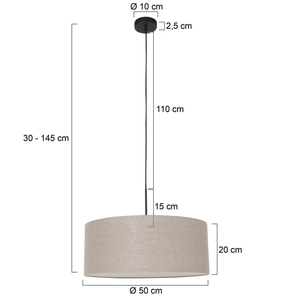 Hanglamp met ronde taupe kap Steinhauer Sparkled light - Afbeelding 6